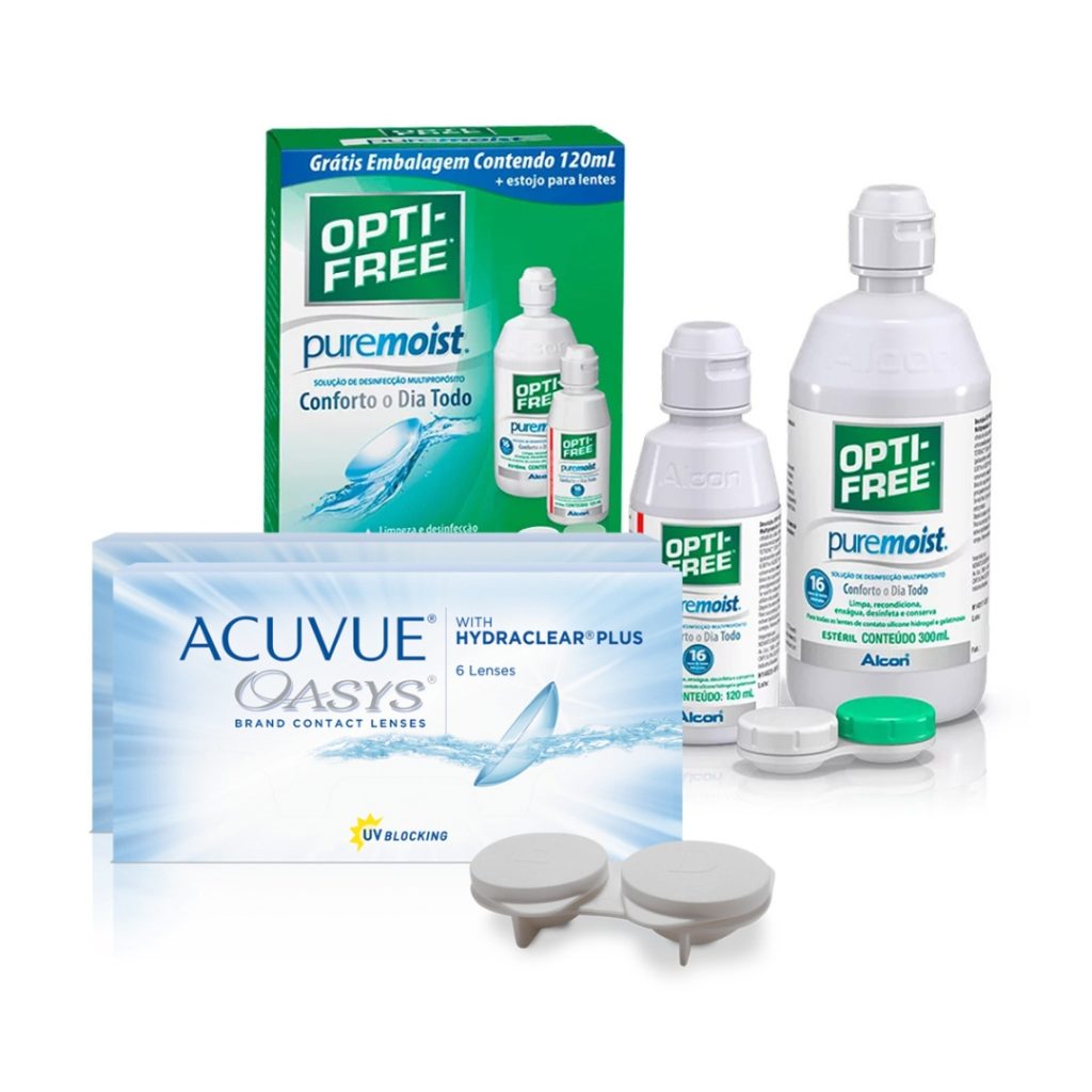 Kit de lentes de contato Acuvue Oasys e Opti-free, como dica de presentes de dia das mães